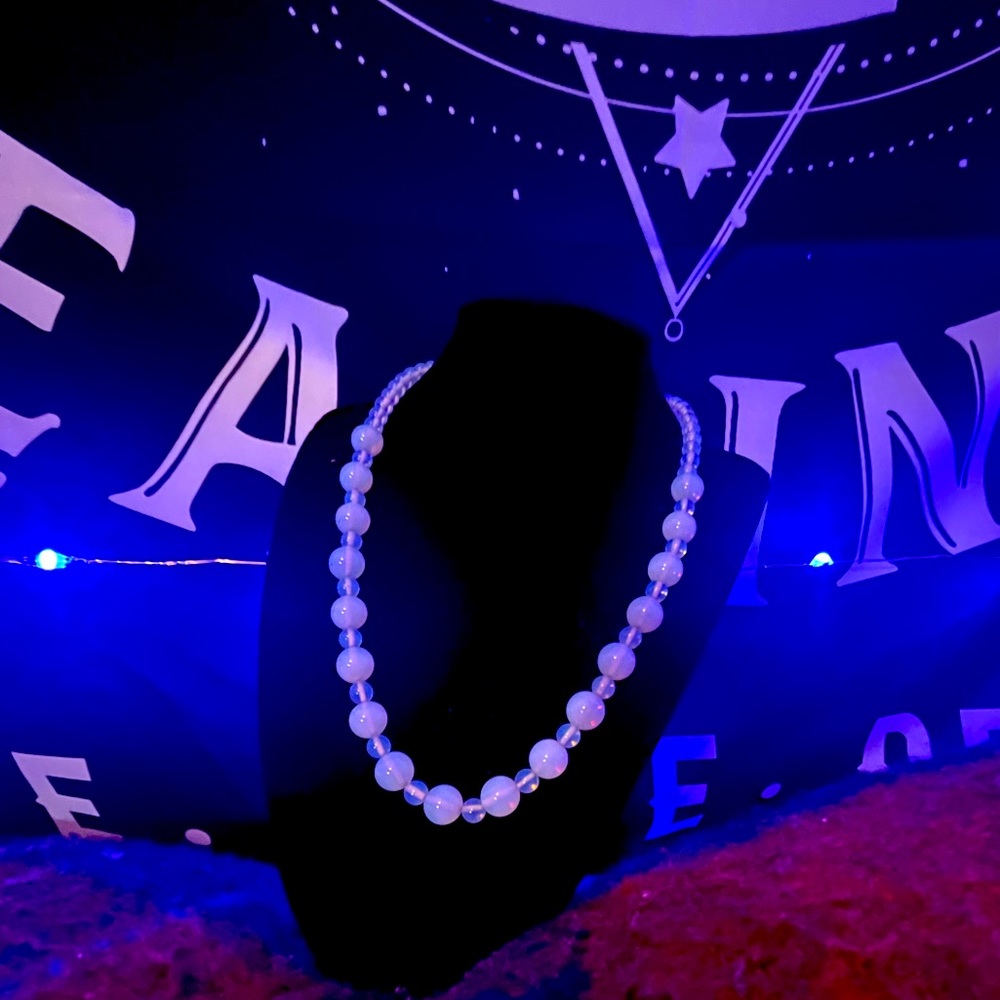 Opalite opal moonstone necklace gold plated silver screw twist clasp 19” inches